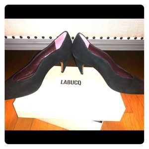 Labucq “Sophia” Black Suede Pumps